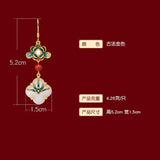 Chinese Enamel Lotus Wada Long Earrings Vintage Nation Jewelry