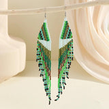 Boho Beaded Earrings Retro Hand-Knit Trapezium Design