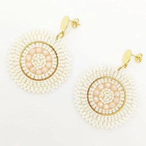 Bohemia Flower Beaded Earrings Hand Knitting Rice Bead Roundness Originality