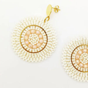 Bohemia Flower Beaded Earrings Hand Knitting Rice Bead Roundness Originality