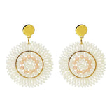 Bohemia Flower Beaded Earrings Hand Knitting Rice Bead Roundness Originality