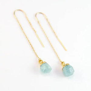 Ultra Violet Natural Stone Drop Earrings Long Women Rough Stone Gift