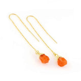 Ultra Violet Natural Stone Drop Earrings Long Women Rough Stone Gift