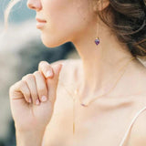 Ultra Violet Natural Stone Drop Earrings Long Women Rough Stone Gift
