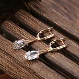 Water Drop Amethyst Dangle Earrings Rose Piercing Wedding Jewelry