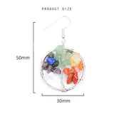 Chakra Tumbled Chip Stone Tree of Life Dangle Earrings