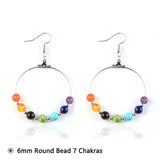 Women 7 Chakras Beads Earrings Healing Reiki Asymmetric Dangling Hoo