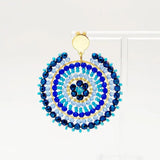 Hand Knit Rice Bead Earrings Boho Chic Round Alloy Beaded Jewelry