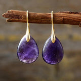 Amethyst Pendant Earrings Natural Stone Crystal Jewelry