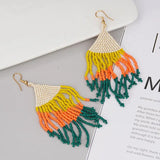 Bohemia Rice Bead Earrings Tassel Leopard Print