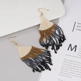Bohemia Rice Bead Earrings Tassel Leopard Print
