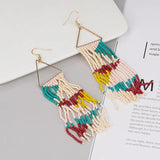 Bohemia Rice Bead Earrings Tassel Leopard Print