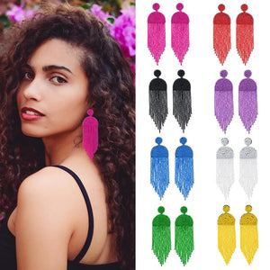 Kaseakia Long Boho Beaded Tassel Dangle Earrings for Women