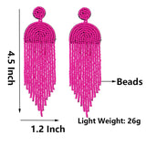 Kaseakia Long Boho Beaded Tassel Dangle Earrings for Women