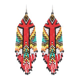Kaseakia Beaded Tassel Dangle Earrings Boho Statement Fringe Drop Earrings