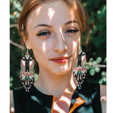 Kaseakia Beaded Tassel Dangle Earrings Boho Statement Fringe Drop Earrings