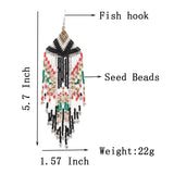 Kaseakia Beaded Tassel Dangle Earrings Boho Statement Fringe Drop Earrings