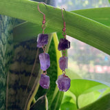 Reiki Healing Raw Rock Mineral Stone Tassel Quartz Earrings