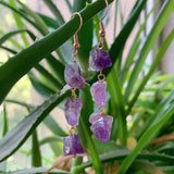 Reiki Healing Raw Rock Mineral Stone Tassel Quartz Earrings