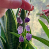 Reiki Healing Raw Rock Mineral Stone Tassel Quartz Earrings