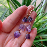 Reiki Healing Raw Rock Mineral Stone Tassel Quartz Earrings