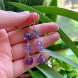 Reiki Healing Raw Rock Mineral Stone Tassel Quartz Earrings