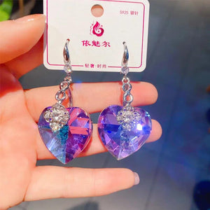 Crystal Heart Gemstone Earrings for Women Party Jewelry Gift