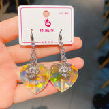 Crystal Heart Gemstone Earrings for Women Party Jewelry Gift