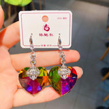 Crystal Heart Gemstone Earrings for Women Party Jewelry Gift