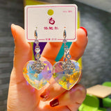 Crystal Heart Gemstone Earrings for Women Party Jewelry Gift