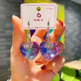 Crystal Heart Gemstone Earrings for Women Party Jewelry Gift