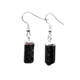 Irregular Raw Tourmaline Stone Crystal Drop Earrings