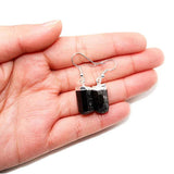 Irregular Raw Tourmaline Stone Crystal Drop Earrings