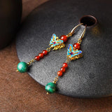 Ethnic Style Cloisonne Butterfly Earrings Women's Jewelry Accessories