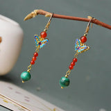 Ethnic Style Cloisonne Butterfly Earrings Women's Jewelry Accessories
