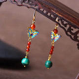 Ethnic Style Cloisonne Butterfly Earrings Women's Jewelry Accessories