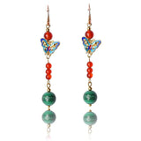 Ethnic Style Cloisonne Butterfly Earrings Women's Jewelry Accessories