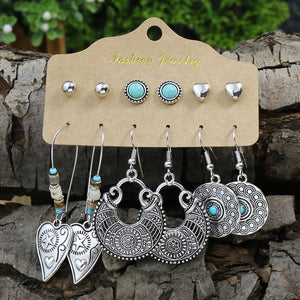 Vintage Silver Plated Turquoise Inlaid Earring Set