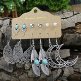 Vintage Silver Plated Turquoise Inlaid Earring Set