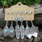 Vintage Silver Plated Turquoise Inlaid Earring Set