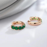 Opal Dark Green Stone Hoop Earrings 585 Rose Wedding Jewelry Vintage Earrings