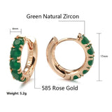Opal Dark Green Stone Hoop Earrings 585 Rose Wedding Jewelry Vintage Earrings