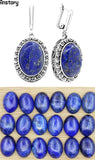Lapis Lazuli Earrings & Pendant Set Vintage Silver Plated Jewelry