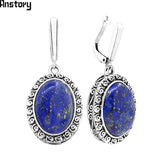 Lapis Lazuli Earrings & Pendant Set Vintage Silver Plated Jewelry