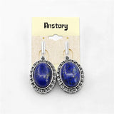 Lapis Lazuli Earrings & Pendant Set Vintage Silver Plated Jewelry