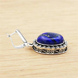 Lapis Lazuli Earrings & Pendant Set Vintage Silver Plated Jewelry