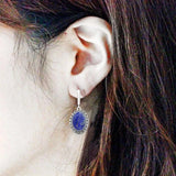 Lapis Lazuli Earrings & Pendant Set Vintage Silver Plated Jewelry