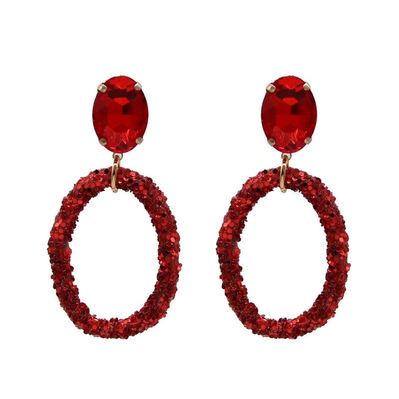 Crystal Pendant Earrings Colorful Party Statement Jewelry Gift