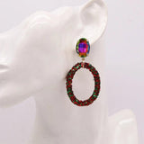 Crystal Pendant Earrings Colorful Party Statement Jewelry Gift