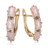 Blue/Green/Pink Zircon Drop Earrings 585 Rose